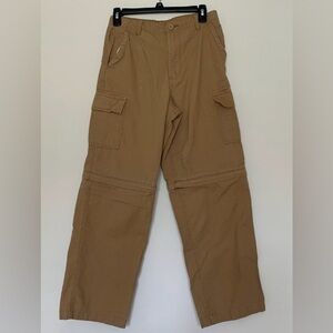 Faded Glory Tan Durable Straight Leg Convertible Stretch Cargo Pants Shorts